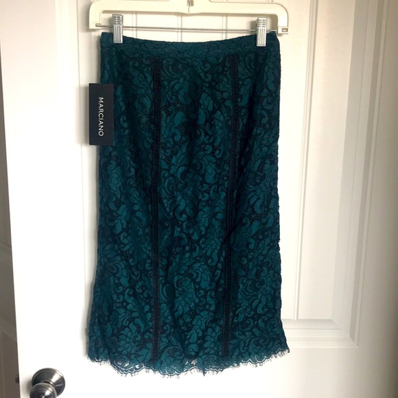 Marciano black and teal green lace skirt NEW - Picture 1 of 4